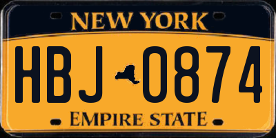 NY license plate HBJ0874