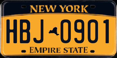 NY license plate HBJ0901