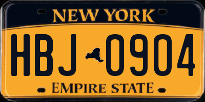 NY license plate HBJ0904