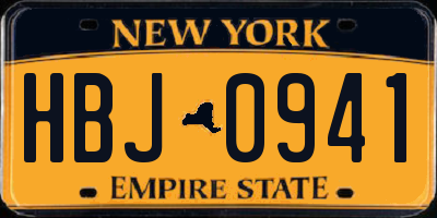 NY license plate HBJ0941