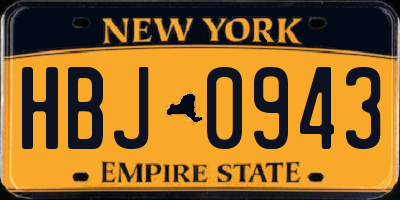 NY license plate HBJ0943