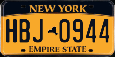 NY license plate HBJ0944
