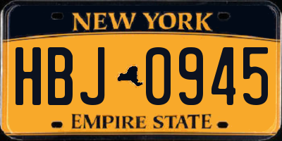 NY license plate HBJ0945