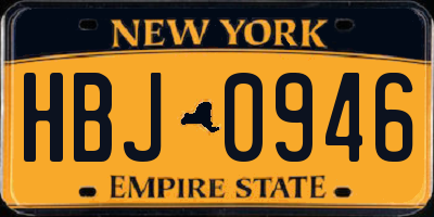 NY license plate HBJ0946