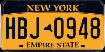 NY license plate HBJ0948