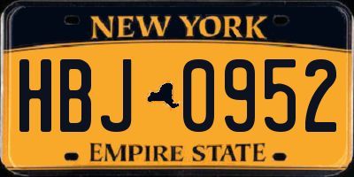 NY license plate HBJ0952