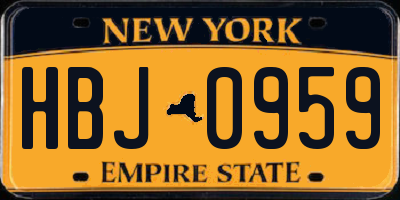 NY license plate HBJ0959
