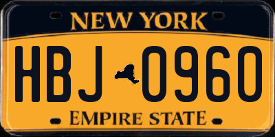 NY license plate HBJ0960