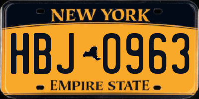 NY license plate HBJ0963
