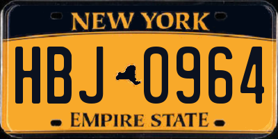 NY license plate HBJ0964