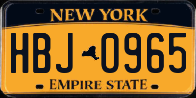 NY license plate HBJ0965