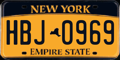 NY license plate HBJ0969