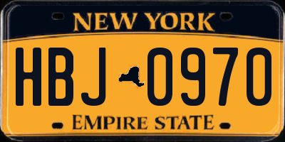 NY license plate HBJ0970