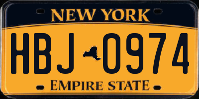 NY license plate HBJ0974