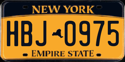 NY license plate HBJ0975