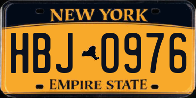 NY license plate HBJ0976