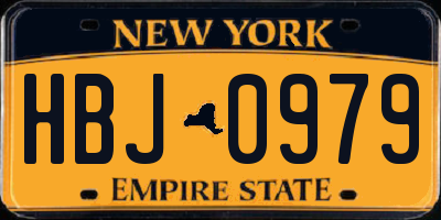 NY license plate HBJ0979