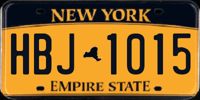 NY license plate HBJ1015