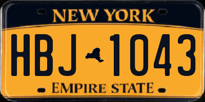 NY license plate HBJ1043