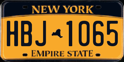 NY license plate HBJ1065