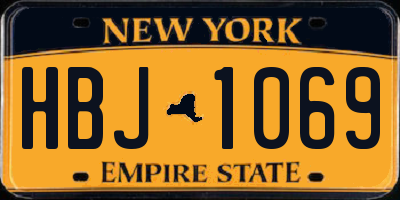 NY license plate HBJ1069