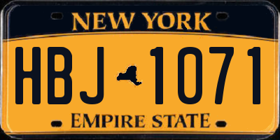 NY license plate HBJ1071