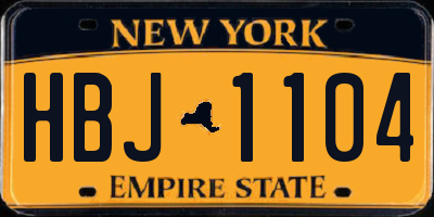 NY license plate HBJ1104