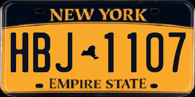 NY license plate HBJ1107