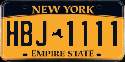 NY license plate HBJ1111