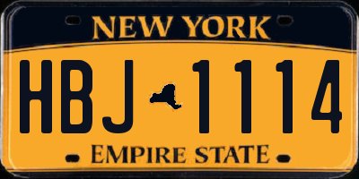 NY license plate HBJ1114