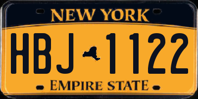 NY license plate HBJ1122