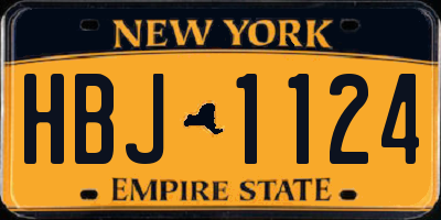 NY license plate HBJ1124