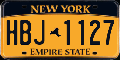 NY license plate HBJ1127