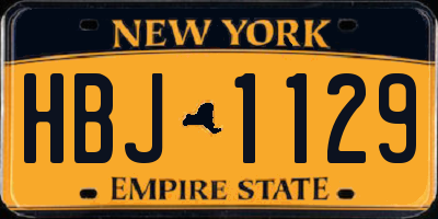 NY license plate HBJ1129