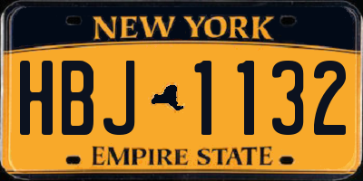 NY license plate HBJ1132