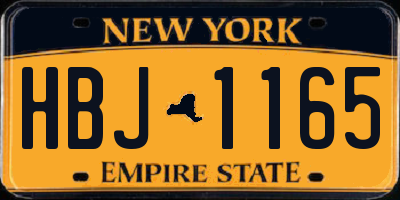 NY license plate HBJ1165