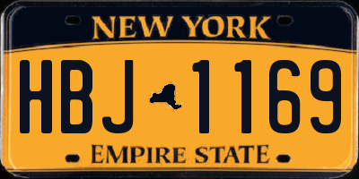 NY license plate HBJ1169