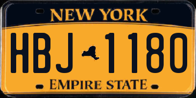 NY license plate HBJ1180