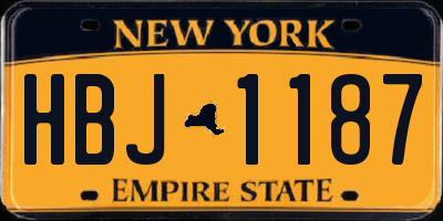 NY license plate HBJ1187