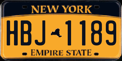 NY license plate HBJ1189
