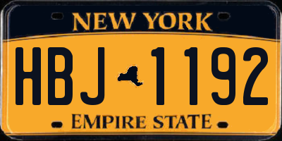 NY license plate HBJ1192
