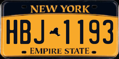 NY license plate HBJ1193