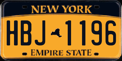 NY license plate HBJ1196