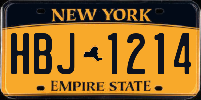 NY license plate HBJ1214