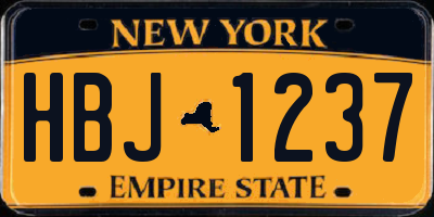 NY license plate HBJ1237
