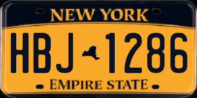 NY license plate HBJ1286