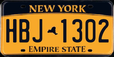 NY license plate HBJ1302