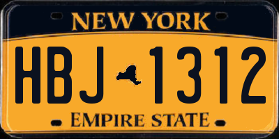 NY license plate HBJ1312