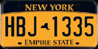 NY license plate HBJ1335