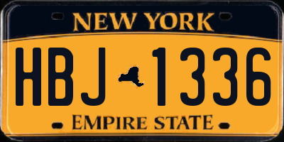 NY license plate HBJ1336